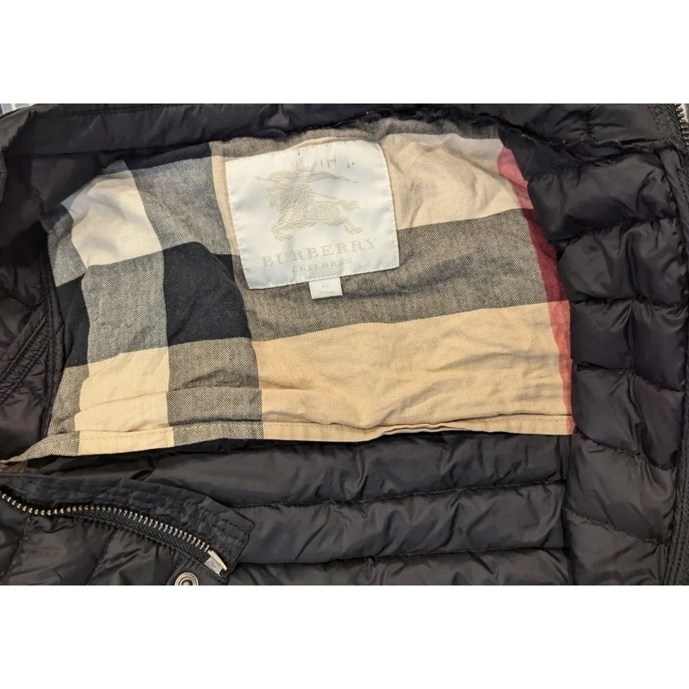 Burberry Children Black Quilted Puffy Duck Down Jacket Size 8 - Picture 10 of 15